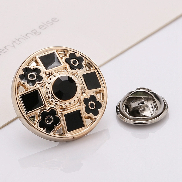 

PandaHall Plastic Brooch, Alloy Pin, with Rhinestone, Enamel, for Garment Accessories, Round with Flower & Square, Black, 25mm Plastic Round...