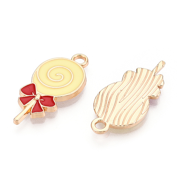 

PandaHall Alloy Enamel Pendants, Light Gold, Lollipop, Champagne Yellow, 24x11.5x2mm, Hole: 2mm Alloy+Enamel Candy Yellow