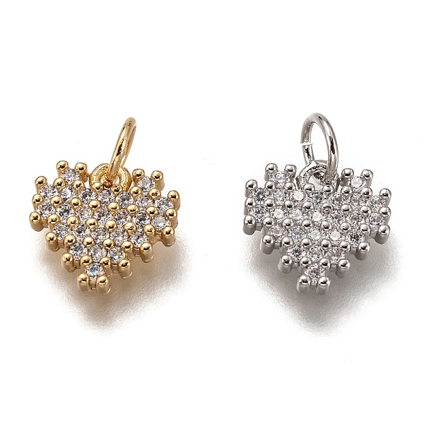 

PandaHall Brass Micro Pave Clear Cubic Zirconia Charms, Cadmium Free & Lead Free, Long-Lasting Plated, Heart, Mixed Color, 9x10x2mm, Hole...