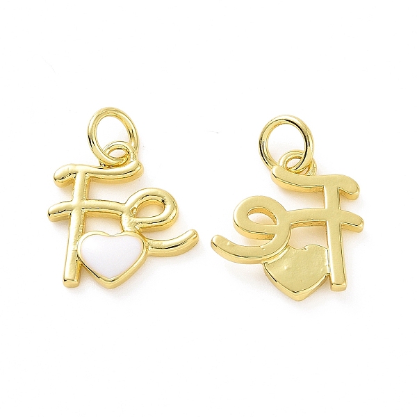 

PandaHall Rack Plating Brass Enamel Charms, with Jump Ring, Long-Lasting Plated, Real 18K Gold Plated, Cadmium Free & Lead Free, Word Fe..., White
