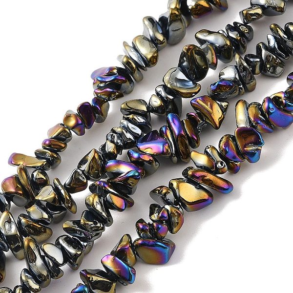 

PandaHall Electroplate Glass Beads Strands, Chip, Colorful, 2.5~6.5x3~10x4~12.5mm, Hole: 1mm, 33.86''(86cm) Glass Chip