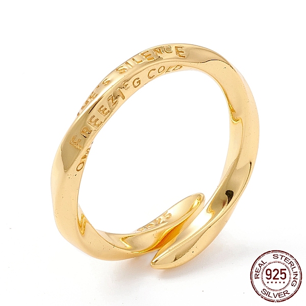 

PandaHall Time's Silence 925 Sterling Silver Cuff Ring, Twisted Adjustable Open Ring, Inspirational Ring for Women, Golden, US Size 5 3/4...