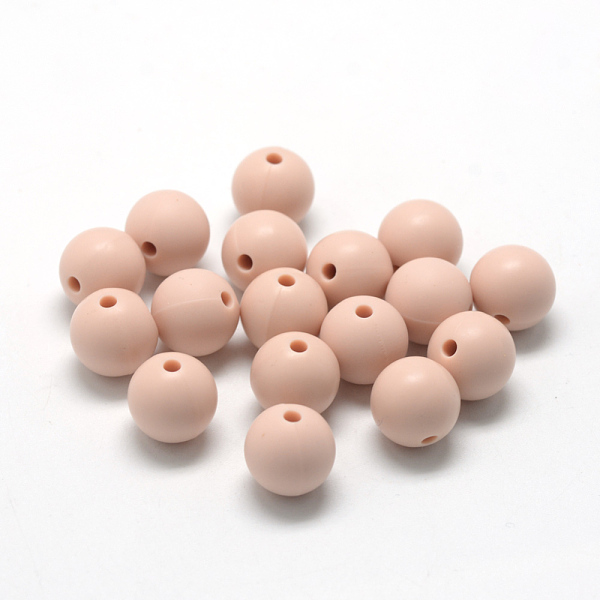 

PandaHall Food Grade Eco-Friendly Silicone Beads, Round, PeachPuff, 8~10mm, Hole: 1~2mm Silicone Round Brown