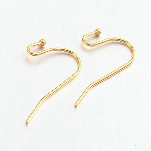 

PandaHall Brass Earring Hooks for Earring Designs, Lead Free & Cadmium Free, Golden, 21x12mm, 21 Gauge, Pin: 0.7mm Brass