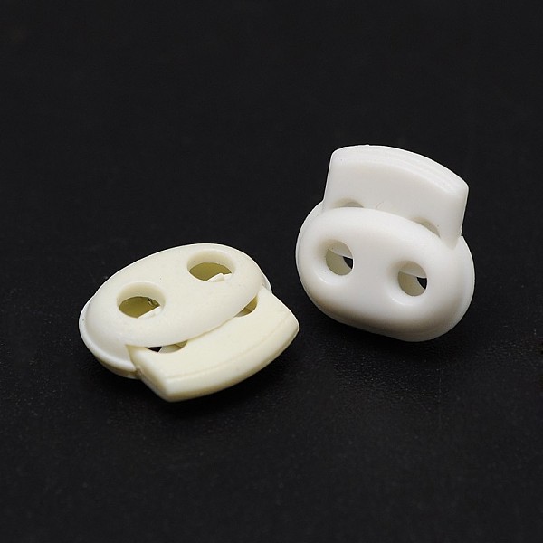 

PandaHall Iron Spring Eco-Friendly Plastic Cord Locks, Dyed, 2-Hole, White, 16x17x7mm, Hole: 3mm Plastic White