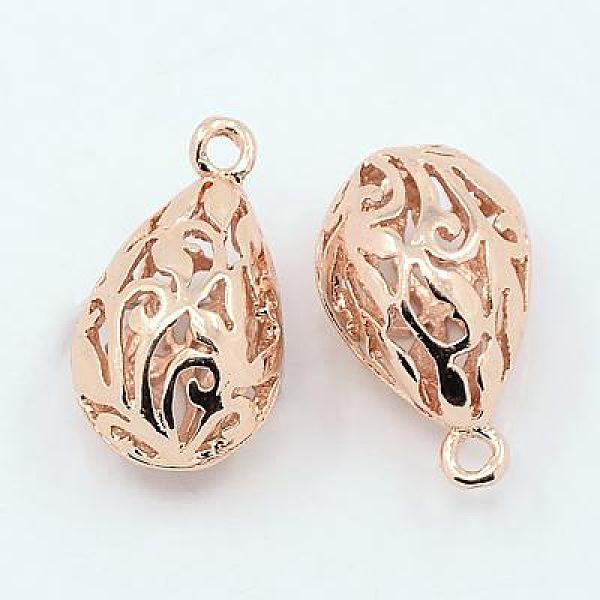 

PandaHall Brass Hollow Pendants, teardrop, Rose Gold, 20x11.5x9.5mm, Hole: 2mm Brass Teardrop