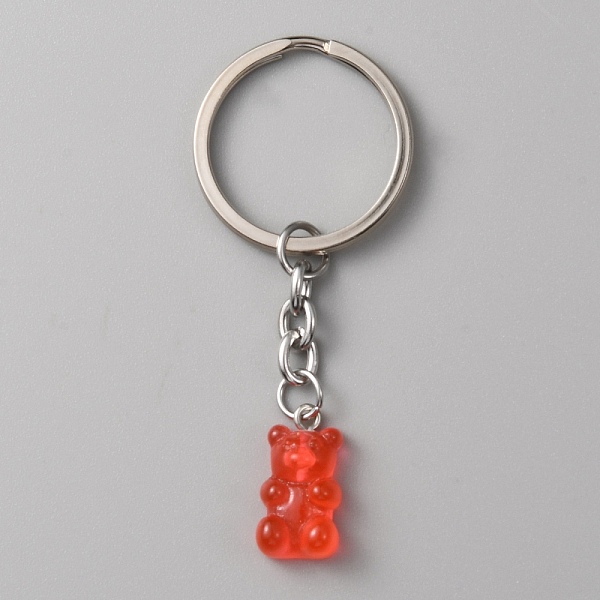 

PandaHall Candy Color Transparent Bear Resin Pendant Keychain, for Keychain Mobile Phone Car Key Bag Pendant Decoration, FireBrick, 7.3cm..., Red