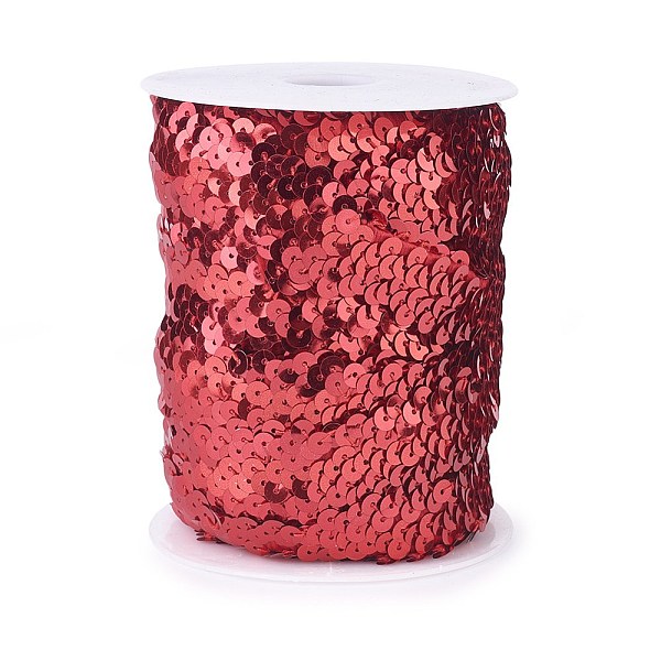 

PandaHall Plastic Paillette Elastic Beads, Sequins Beads, Ornament Accessories, 3 Rows Paillette Roll, Flat Round, Red, 25x1.5mm, 10m/roll...