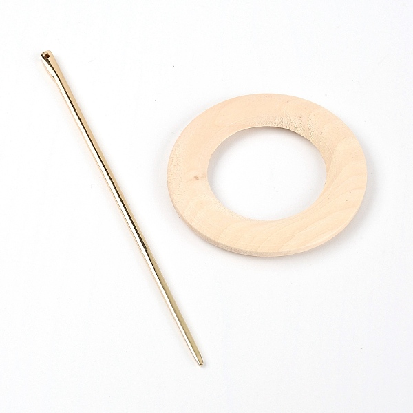 

PandaHall Zinc Alloy Hair Sticks, Wooden Hollow Hair Ponytail Holder, Ring, BurlyWood, 60~124x4~60x3.5~5.5mm, 2pcs/set Alloy Orange
