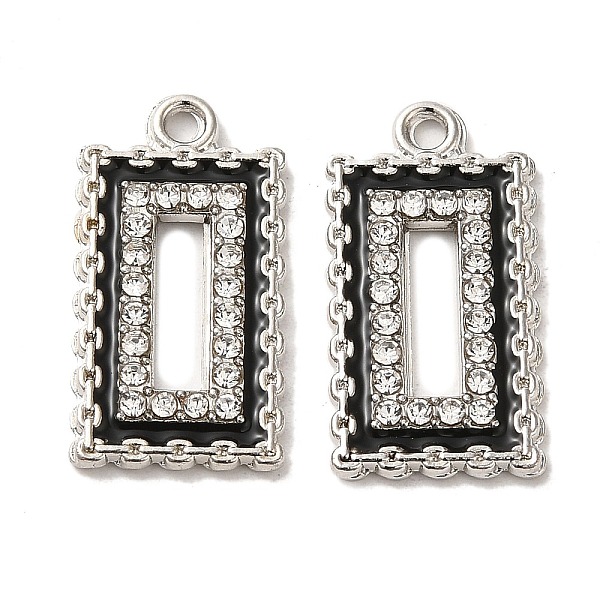 

PandaHall Alloy with Rhinestone Pendants, with Enamel, Rectangle Charms, Platinum, 22.5x12x2mm, Hole: 1.6mm Alloy Rhinestone+Enamel..., Black