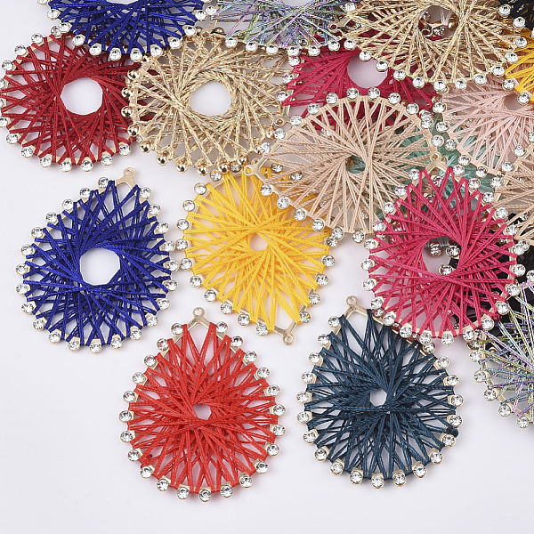 

PandaHall Polyester Woven Big Pendants, for DIY Jewelry Making, with Light Gold Plated Iron Findings and Crystal Rhinestone, Teardrop, Mixed..., Multicolor