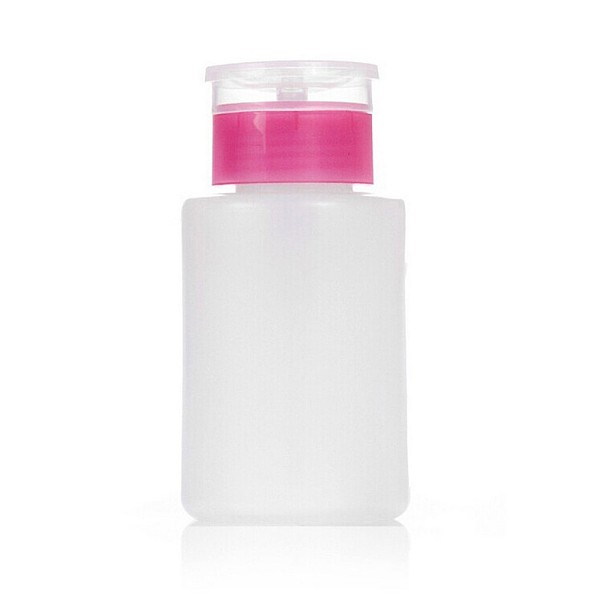 PandaHall Empty Plastic Press Pump, Nail Polish Remover Clean Liquid Water Storage Bottle, Hot Pink, 10.5x5.5cm, 100ml/bottle Plastic Pink