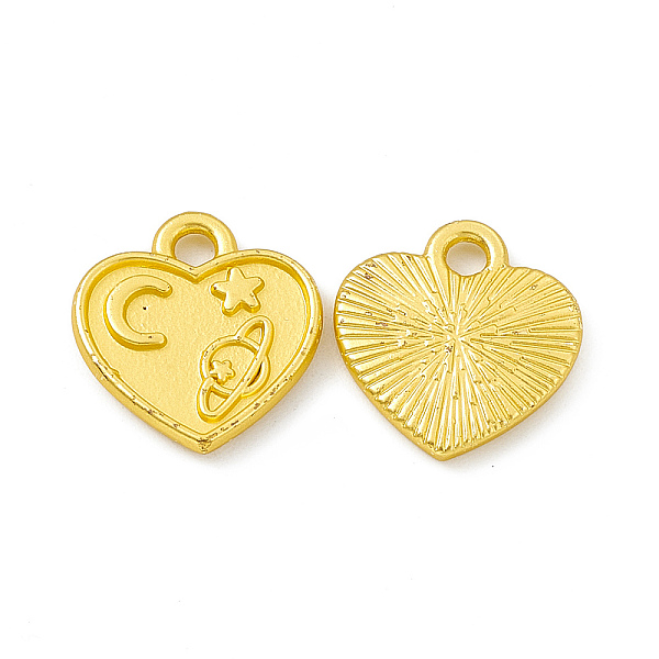

PandaHall Rack Plating Alloy Charms, Cadmium Free & Lead Free & Nickle Free, Heart with Moon & Star & Planet Charms, Matte Gold Color...