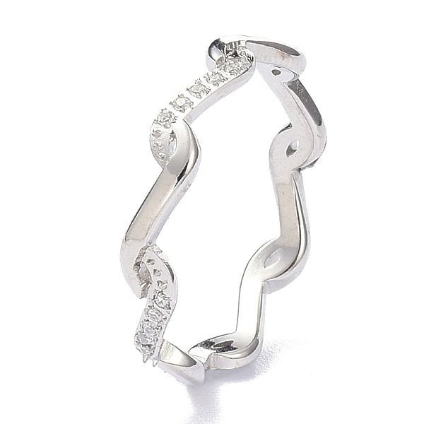 

PandaHall 304 Stainless Steel Finger Rings, with Crystal Rhinestone, Wave, Stainless Steel Color, US Size 6~9(16.5~18.9mm) Stainless..., Clear