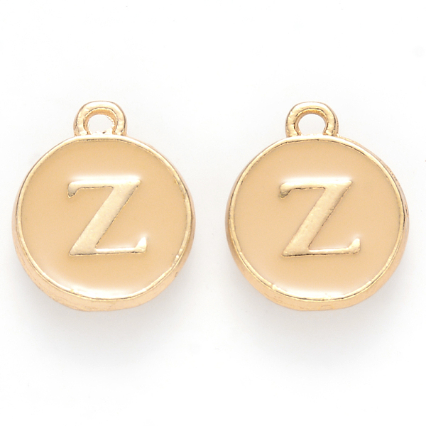 

PandaHall Golden Plated Alloy Enamel Charms, Cadmium Free & Lead Free, Enamelled Sequins, Flat Round with Letter, Wheat, Letter.Z, 14x12x2mm..., Orange
