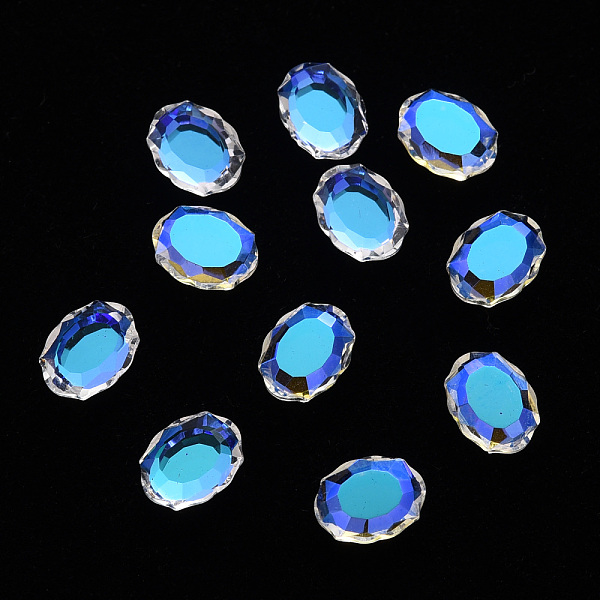 

PandaHall Oval Transparent Glass Cabochons, Nail Art Decoration Accessories, Faceted, Champagne Yellow, 8x6x2.5mm Glass Oval