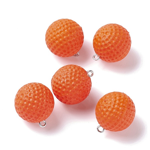 

PandaHall Plastic Pendants, with Platinum Tone Iron Loops, Uneven Tennis and Rugby, Dark Orange, 23x20mm, Hole: 2mm Plastic Round