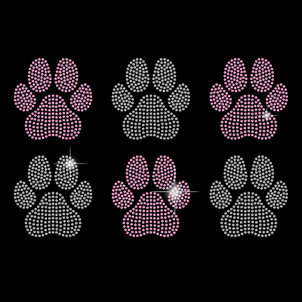 PandaHall Cat's Paw Print Glass Hotfix Rhinestone, Iron on Appliques, Costume Accessories, for Clothes, Bags, Pants, Pink, 297x210mm Glass...