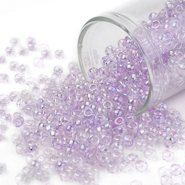 

PandaHall TOHO Round Seed Beads, Japanese Seed Beads, (477) Dyed AB Lavender Mist, 8/0, 3mm, Hole: 1mm, about 10000pcs/pound Glass Purple