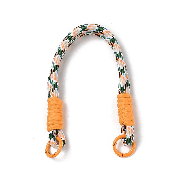 

PandaHall Nylon Cord Bag Handles, with Alloy Spring Gate Rings, for Bag Replacement Accessories, Orange, 34.5x1.55cm Nylon Orange