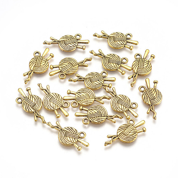 

PandaHall Tibetan Style Alloy Pendant, Cadmium Free & Lead Free, Ball of Yarn, Antique Golden Color, about 26mm long, 11mm wide, 1.5mm thick...