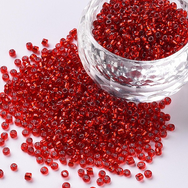 

PandaHall 12/0 Glass Seed Beads, Silver Lined Round Hole, Round, Red, 12/0, 2mm, Hole: 1mm, about 3333pcs/50g, 50g/bag, 18bags/2pounds Glass...