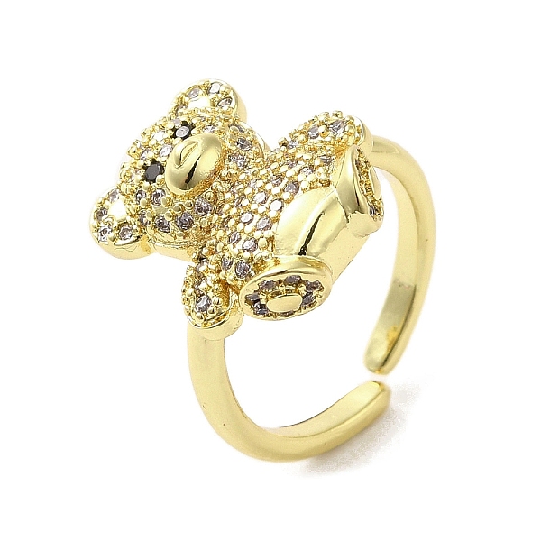 

PandaHall Rack Plating Brass Micro Pave Cubic Zirconia Finger Ring, Cuff Ring, Long-Lasting Plated, Cadmium Free & Lead Free, Bear, Clear...