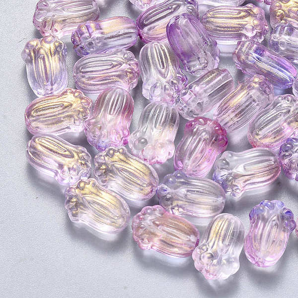

PandaHall Transparent Spray Painted Glass Beads, with Glitter Powder, Pakchoi, Plum, 11x7.5x5.5mm, Hole: 1mm Glass Vegetables Purple
