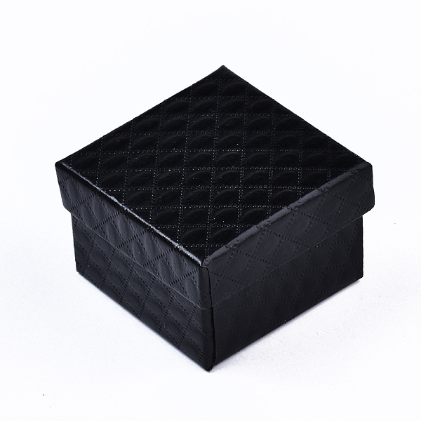 

PandaHall Cardboard Jewelry Boxes, for Ring, Earring, Necklace, with Sponge Inside, Square, Black, 5~5.1x5~5.1x3.3~3.4cm Paper Square Black
