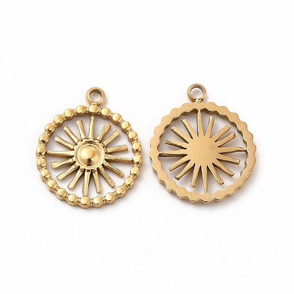 

PandaHall 304 Stainless Steel Pendants, With Jump Ring, Sun, Real 14K Gold Plated, 15x13x1.5mm, Hole: 1.5mm 304 Stainless Steel