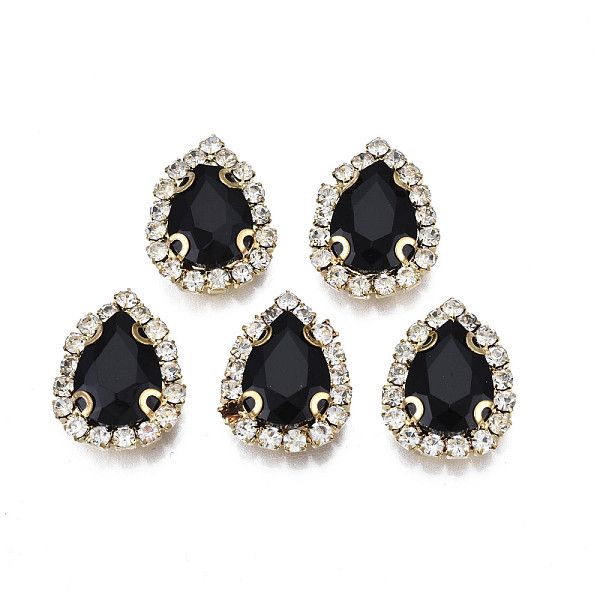 

PandaHall Sew on Rhinestone, Opaque Glass Rhinestone, with Brass Prong Settings, Faceted, Teardrop, Black, 19x14.5x5.5mm, Hole: 1mm Glass...