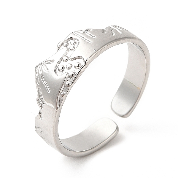 

PandaHall 304 Stainless Steel Mountain Open Cuff Ring for Women, Stainless Steel Color, US Size 7 1/4(17.5mm) 304 Stainless Steel