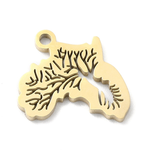 

PandaHall Ion Plating(IP) 304 Stainless Steel Pendants, Manual Polishing, Hollow, Map of Africa with Vein, Golden, 14x16x1mm, Hole: 1.6mm...