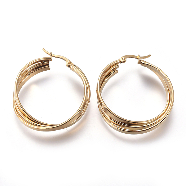 201 Stainless Steel Triple Hoop Earrings