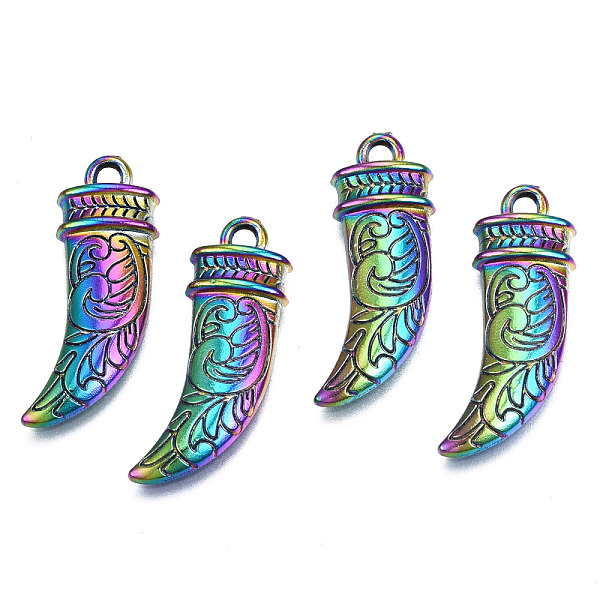 

PandaHall Rainbow Color Alloy Pendants, Cadmium Free & Nickel Free & Lead Free, Dagger Shapes, 27.5x10x3.5mm, Hole: 2mm Alloy Others