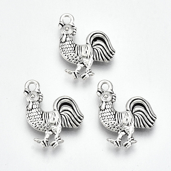 

PandaHall Tibetan Style Alloy Pendants, Lead Free & Cadmium Free, Rooster, Antique Silver, 18.5x16x3mm, Hole: 1.8mm Alloy Rooster