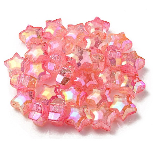 

PandaHall UV Plating Transparent Crackle Acrylic Beads, Gradient Color, Star, Pink, 20x21.5x13mm, Hole: 3mm Acrylic Star Pink