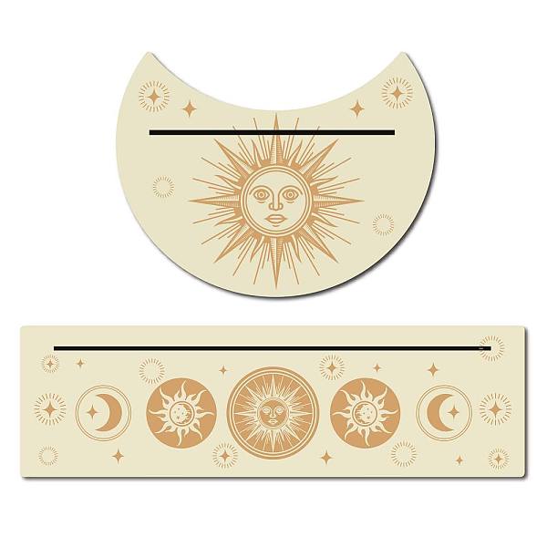 Gorgecraft 2pcs木製カードスタンドタロット5月形と10長方形木製タロットカード祭壇スタンドディスプレイホルダー魔女占いツール魔法の儀式用ウィッカン用品（太陽と月）