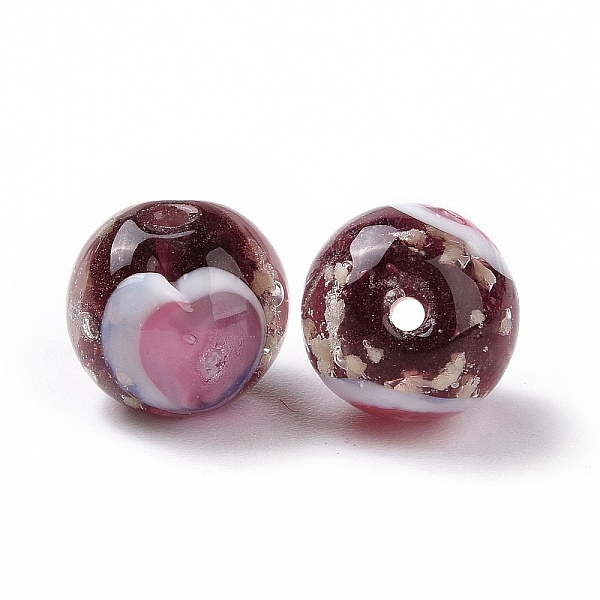 

PandaHall Handmade Lampwork Beads, Round with Heart Pattern, Dark Red, 12x11.5mm, Hole: 1.8mm Lampwork Round