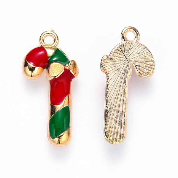 

PandaHall Alloy Enamel Pendants, for Christmas, Candy Cane, Light Gold, Red, 20x9.5x3mm, Hole: 1.4mm Alloy+Enamel Candy Red