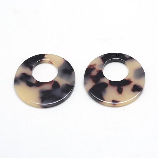 

PandaHall Cellulose Acetate(Resin) Pendants, Tortoiseshell Pattern, Flat Round, Antique White, 35x35x2.5mm, Hole: 1.5mm Cellulose Acetate..., Orange