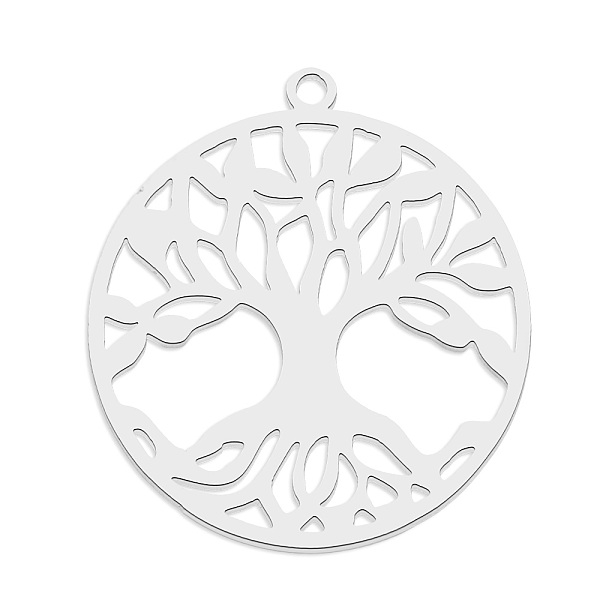 

PandaHall 201 Stainless Steel Pendants, Laser Cut, Flat Round with Tree of Life, Stainless Steel Color, 27x25x1mm, Hole: 1.6mm 201 Stainless...