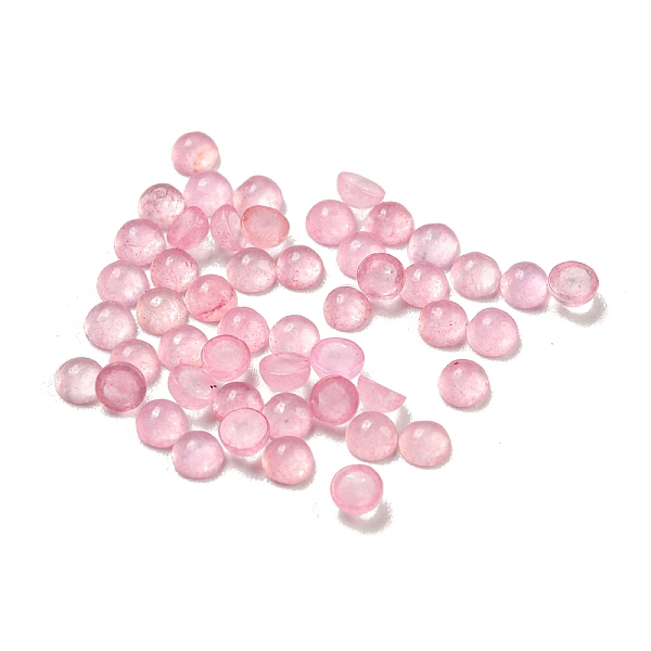 

PandaHall Natural White Jade Dyed Cabochons, Half Round, Pink, 2x1mm White Jade Half Round Pink