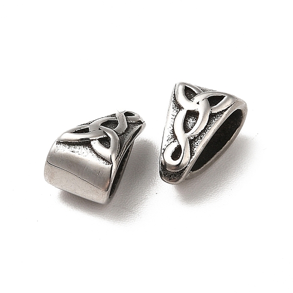 

PandaHall 304 Stainless Steel Snap on Bails, Sailor's Knot Pattern, Stainless Steel Color, 10x6x5.5mm, Hole: 7.5x3mm 304 Stainless Steel