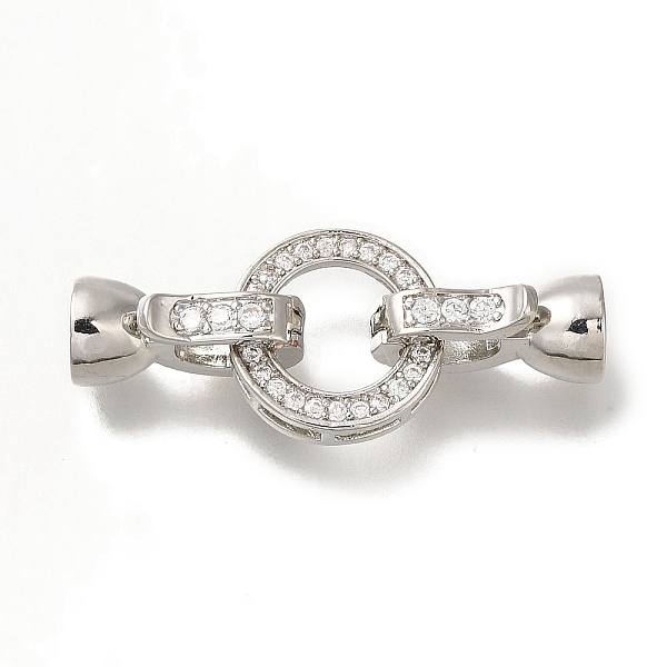 

PandaHall Brass Micro Pave Clear Cubic Zirconia Fold Over Clasps, Ring, Platinum, 29mm Brass+Cubic Zirconia Ring