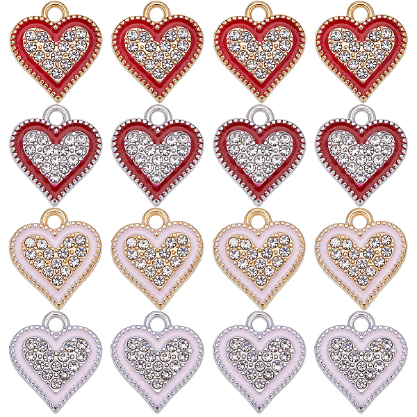 

PandaHall SUNNYCLUE 40Pcs 4 Style Alloy Enamel Pendants, with Crystal Rhinestone, Heart Charm, Mixed Color, 15x13.5x2mm, Hole: 2mm..., Multicolor