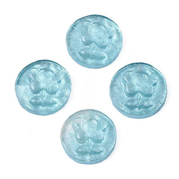 

PandaHall Spray Painted Transparent Resin Cabochons, Flat Round with Flower, Sky Blue, 10x3.5mm Resin Flat Round