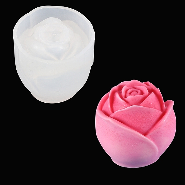 

PandaHall Scented Candle Molds, Rose Flower Silicone Molds, for Valentine's Day, White, 4.2x4.2cm Silicone Flower White