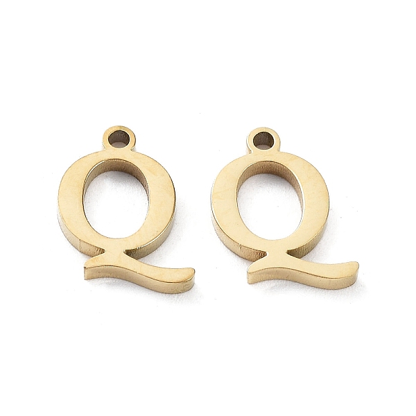 

PandaHall 304 Stainless Steel Charms, Laser Cut, Letter Q Charm, Real 14K Gold Plated, 11x8x1.5mm, Hole: 1.2mm 304 Stainless Steel Letter Q