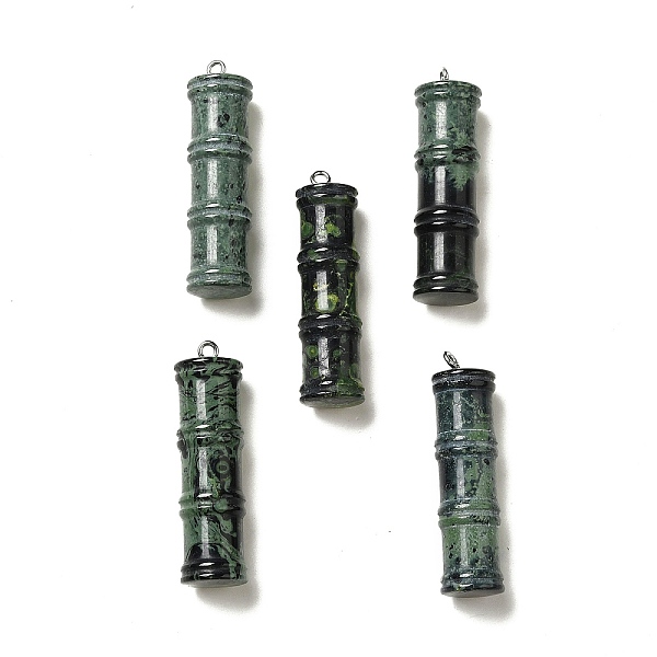 

PandaHall Natural Kambaba Jasper Pendants, Bamboo Stick Charms, with Stainless Steel Color Tone 304 Stainless Steel Loops, 45x12.5mm, Hole...